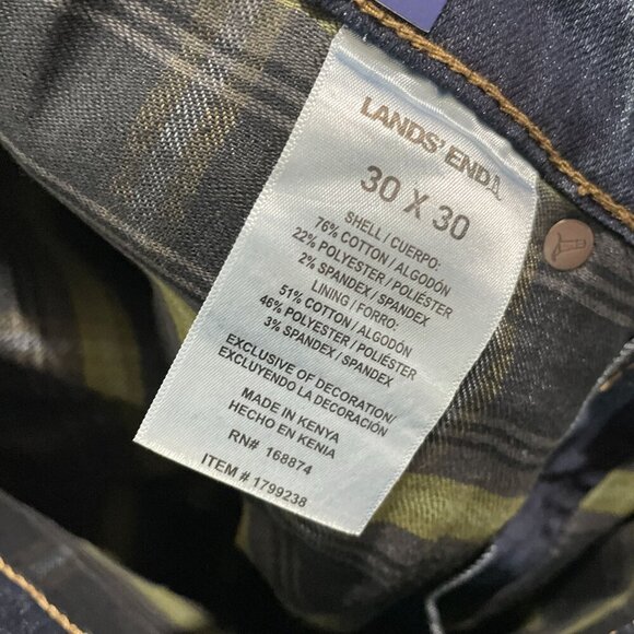 NEW Lands End Mens 30x30 Traditional Fit Jeans  Plaid Lined - Picture 6 of 9